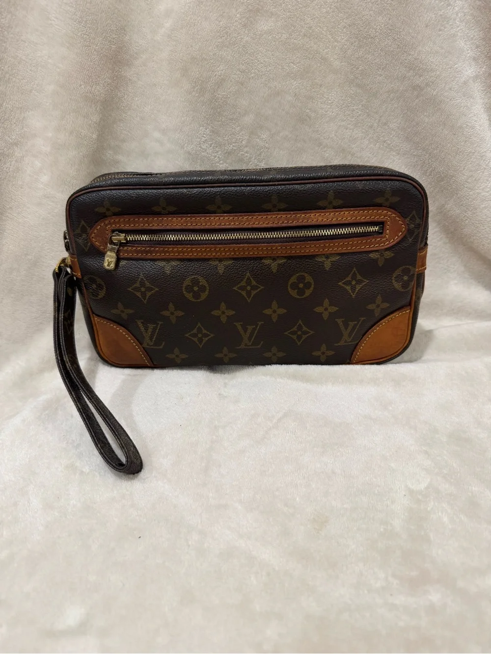 Louis Vuitton Monogram Canvas Toiletry Wristlet in Brown and Tan